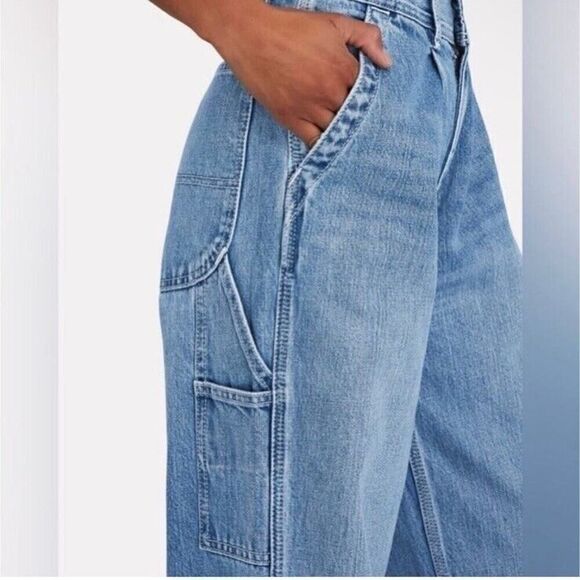 RE/DONE Utility Loose Jeans Sz 32 Vintage Fade Denim High Rise NWT $395 - Picture 2 of 12